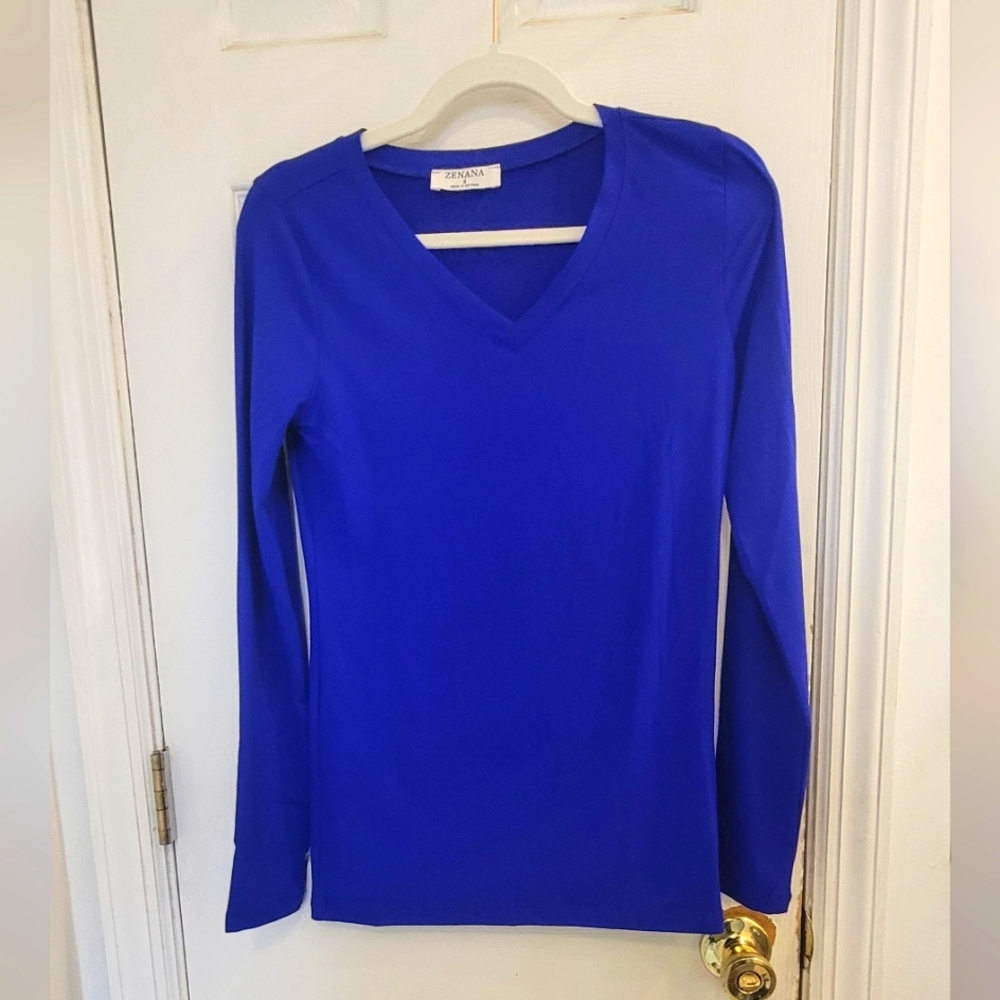Zenana NWOT Blue Long Sleeve Top Small - Picture 2 of 7